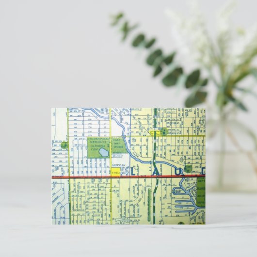 Fort Lauderdale, FL  Map Briefkaart (Staand voorkant)