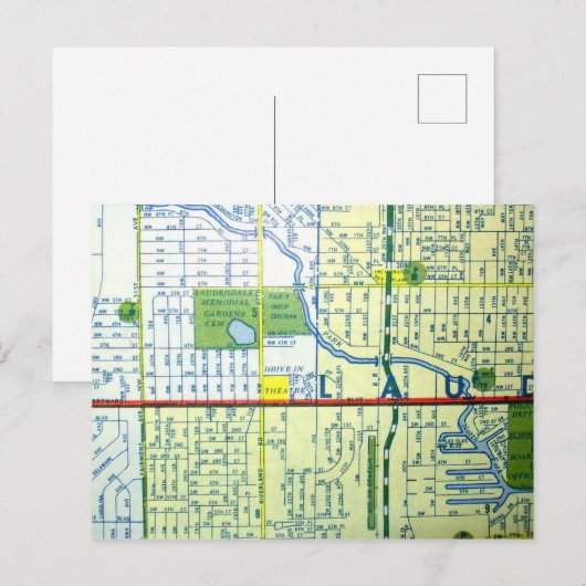 Fort Lauderdale, FL  Map Briefkaart (Voorkant / Achterkant)