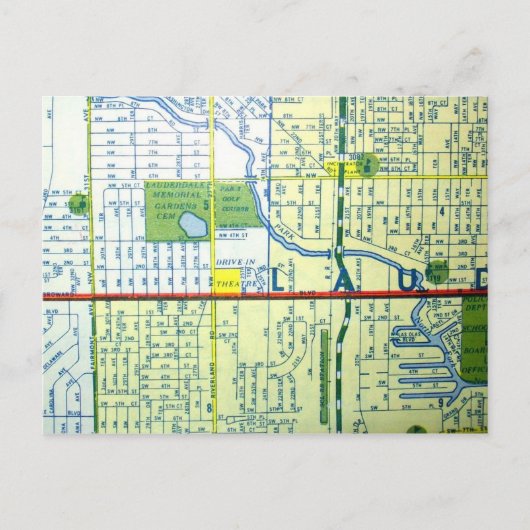 Fort Lauderdale, FL  Map Briefkaart (Voorkant)