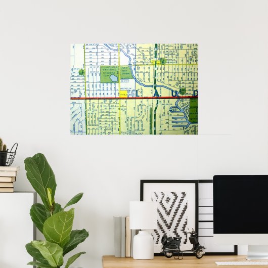 Fort Lauderdale, FL  Map Poster (Thuiskantoor)