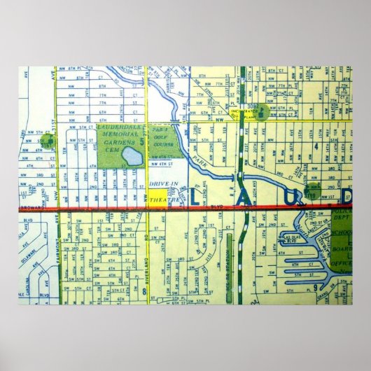 Fort Lauderdale, FL Map Poster (Voorkant)