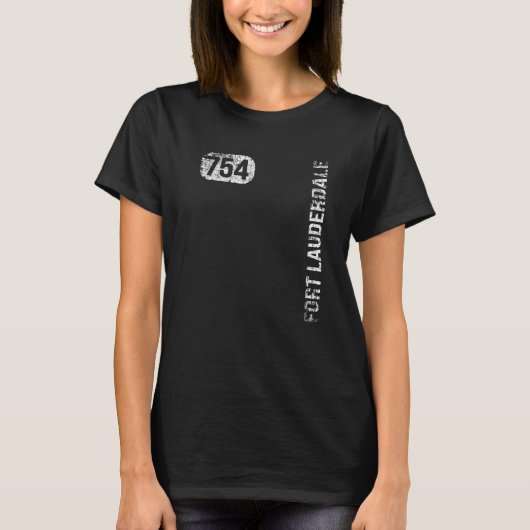 Fort Lauderdale Florida 754 Area Code  Retr T-shirt (Voorkant)