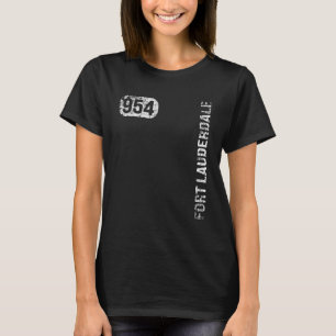 Fort Lauderdale Florida 954 Area Code Retr T-shirt