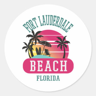 Fort Lauderdale' Florida Beach FL Mannen Vrouwen Ronde Sticker