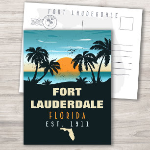 Fort Lauderdale Florida Beach Retro Sunset 60's Briefkaart