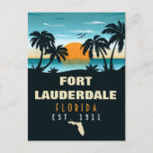 Fort Lauderdale Florida Beach Retro Sunset 60's Briefkaart (Voorkant)