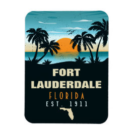 Fort Lauderdale Florida Beach Retro Sunset 60's Magneet