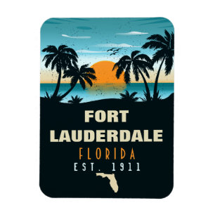 Fort Lauderdale Florida Beach Retro Sunset 60's Magneet