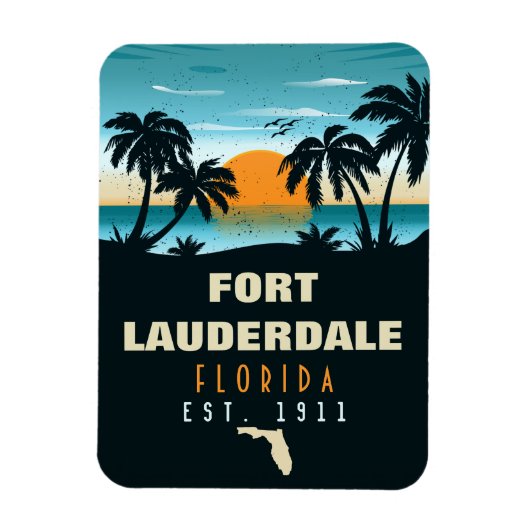 Fort Lauderdale Florida Beach Retro Sunset 60's Magneet (Verticaal)
