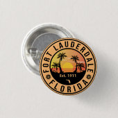 Fort Lauderdale Florida Beach Retro Sunset 60's Ronde Button 3,2 Cm (Voorkant /achterkant)
