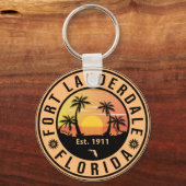 Fort Lauderdale Florida Beach Retro Sunset 60's Sleutelhanger (Achterkant)