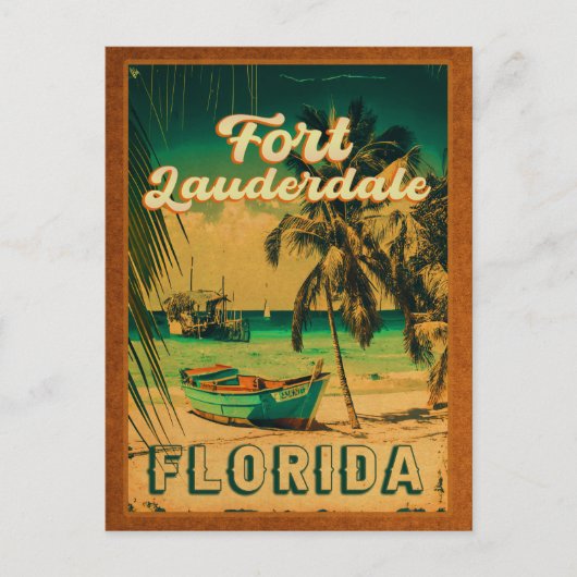 Fort Lauderdale Florida Beach Retro Tropische jare Briefkaart (Voorkant)