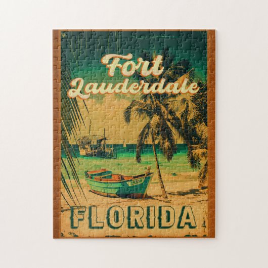 Fort Lauderdale Florida Beach Retro Tropische jare Legpuzzel (Verticaal)