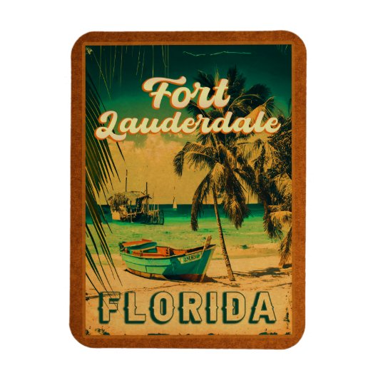 Fort Lauderdale Florida Beach Retro Tropische jare Magneet (Verticaal)