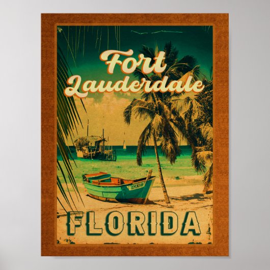 Fort Lauderdale Florida Beach Retro Tropische jare Poster (Voorkant)