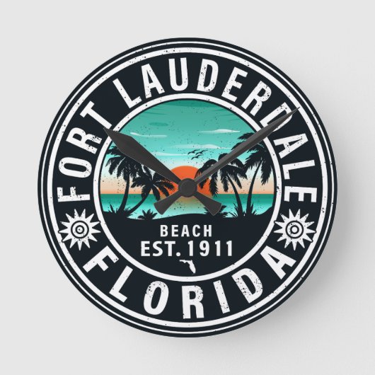 Fort Lauderdale Florida Beach Tropische Souvenirs Ronde Klok (Voorkant)