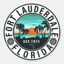 Fort Lauderdale Florida Beach Tropische Souvenirs Ronde Sticker