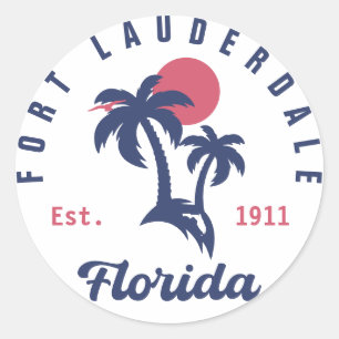 Fort Lauderdale Florida Beach Tropische Souvenirs Ronde Sticker