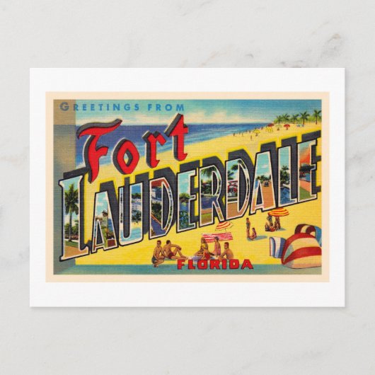 Fort Lauderdale Florida FL Briefkaart met grote le (Voorkant)