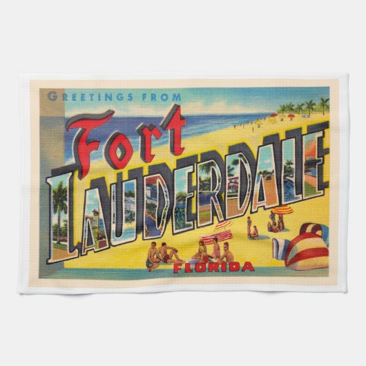Fort Lauderdale Florida FL Briefkaart met grote le Theedoek (Horizontaal)
