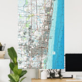 Fort Lauderdale Florida Map (1985) Poster (Thuiskantoor)