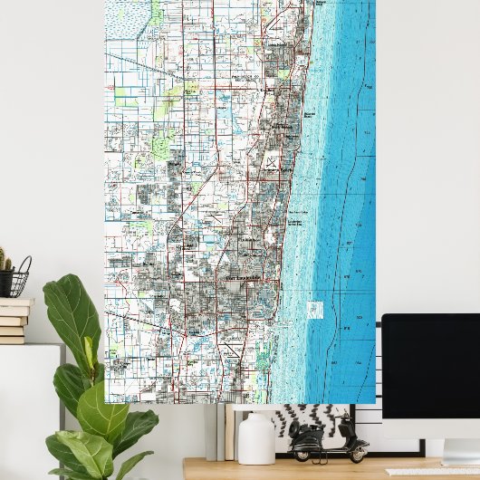 Fort Lauderdale Florida Map (1985) Poster (Thuiskantoor)