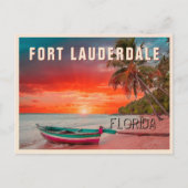 Fort Lauderdale Florida Palm Tree Beach jaren 1950 Briefkaart (Voorkant)