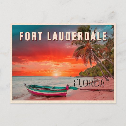 Fort Lauderdale Florida Palm Tree Beach jaren 1950 Briefkaart (Voorkant)