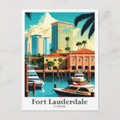Fort Lauderdale Florida reisillustratie Briefkaart (Voorkant)