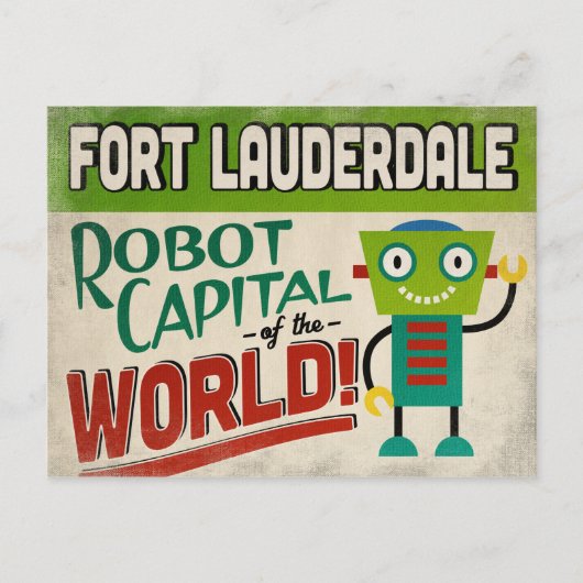Fort Lauderdale Florida Robot - Funny  Briefkaart (Voorkant)