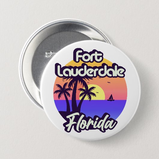 Fort Lauderdale Florida Ronde Button 7,6 Cm (Voorkant /achterkant)