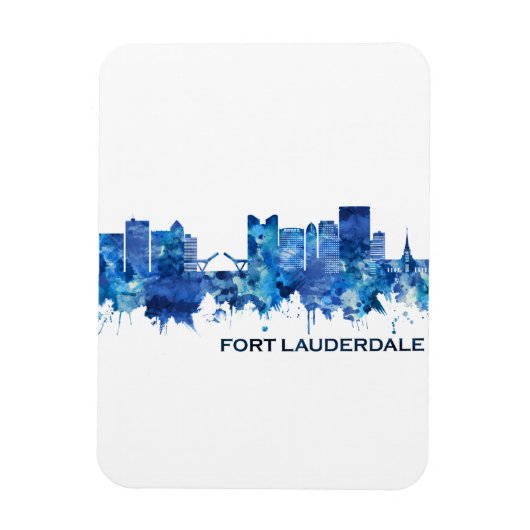 Fort Lauderdale Florida Skyline Blue Magneet (Verticaal)