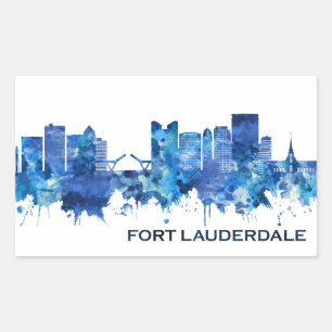 Fort Lauderdale Florida Skyline Blue Rechthoekige Sticker
