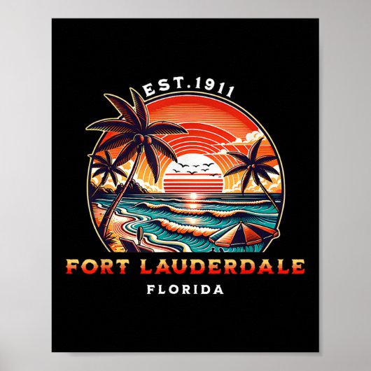 Fort Lauderdale Florida Strand Ouderwets Poster (Voorkant)