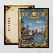 Fort Lauderdale Florida Vintage Art Deco Gouden Ti