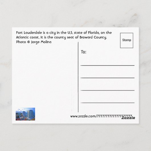 Fort Lauderdale, Florida, VS Briefkaart (Achterkant)