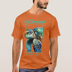 Fort Lauderdale Florida Waterverf Zee Turtle Port T-shirt