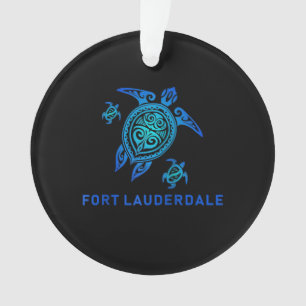 Fort Lauderdale Florida Zee Blue Tribal Turtle Ornament