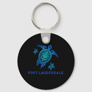 Fort Lauderdale Florida Zee Blue Tribal Turtle Sleutelhanger