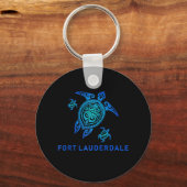 Fort Lauderdale Florida Zee Blue Tribal Turtle Sleutelhanger (Voorkant)