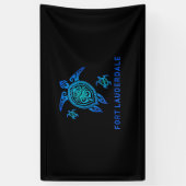 Fort Lauderdale Florida Zee Blue Tribal Turtle Spandoek (Verticaal)