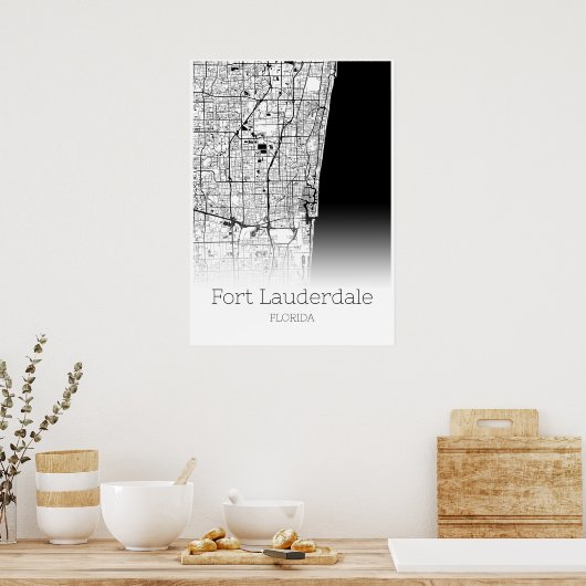 Fort Lauderdale Map - Florida - City Map Poster (Keuken)