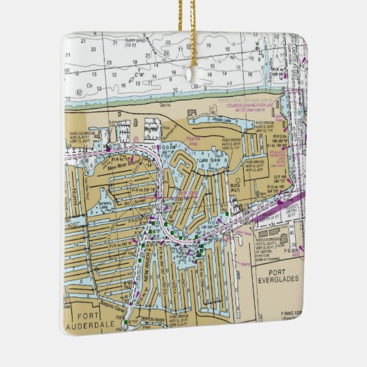 Fort Lauderdale Nautical Chart Keramisch Ornament (Rechts)