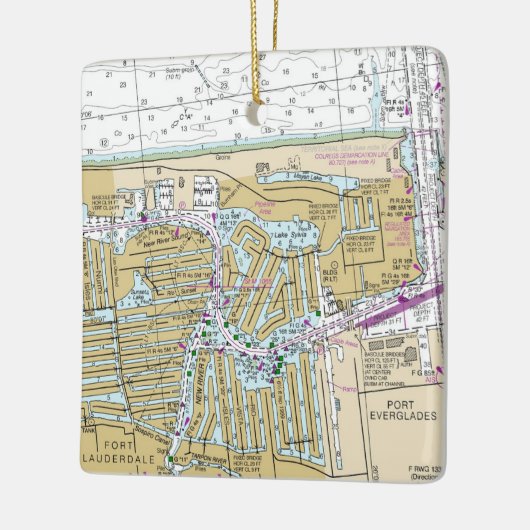 Fort Lauderdale Nautical Chart Keramisch Ornament (Links)