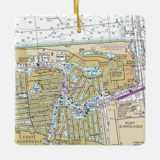Fort Lauderdale Nautical Chart Keramisch Ornament (Voorkant)