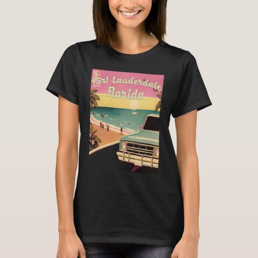 Fort Lauderdale Retro Beach Vacation Souvenir Surf T-shirt (Voorkant)