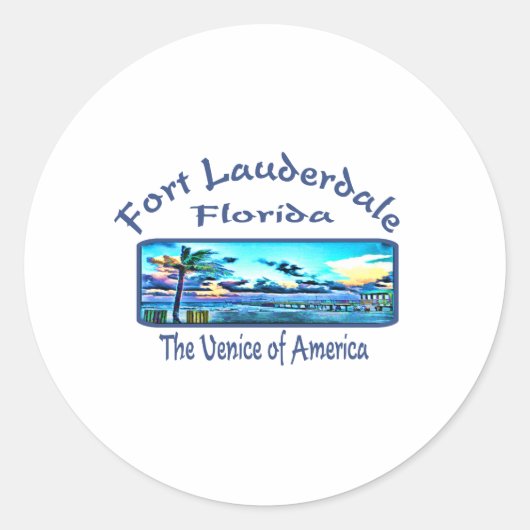 Fort Lauderdale Ronde Sticker (Voorkant)