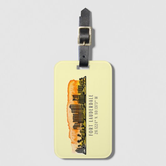 Fort Lauderdale Skyline & Coordinates Bagagelabel (Voorkant (verticaal))