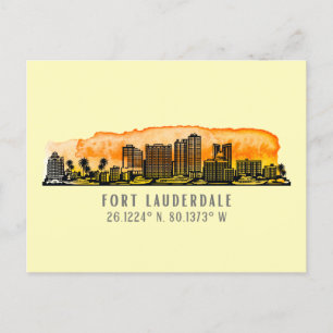 Fort Lauderdale Skyline & Coordinates Briefkaart
