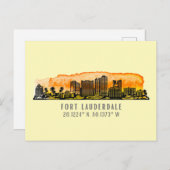 Fort Lauderdale Skyline & Coordinates Briefkaart (Voorkant / Achterkant)